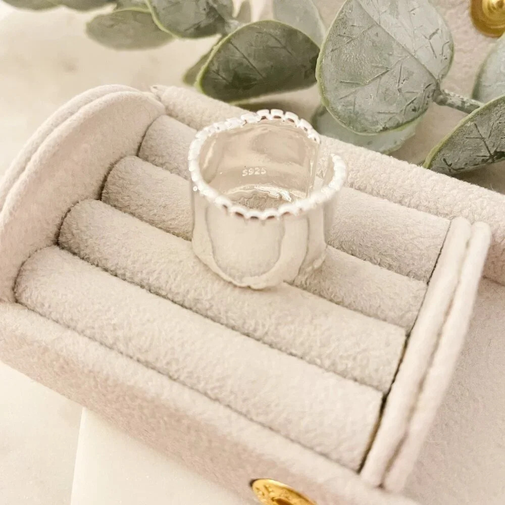 925 Sterling Silver Chunky Bold Statement Ring Large Thick Ring Wide Ring - Picture 9 of 9